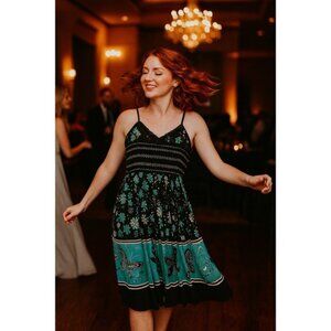 Floral Butterfly Dress Smocked Sundress Sleeveless‎ Casual Summer Dress